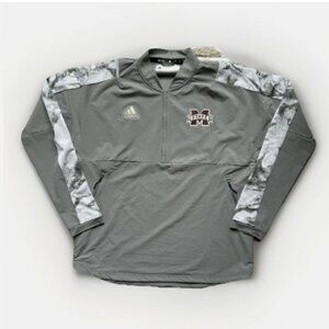 Adidas Gray Mississippi State Bulldogs Quarter-Zip Pullover Jacket Size Medium